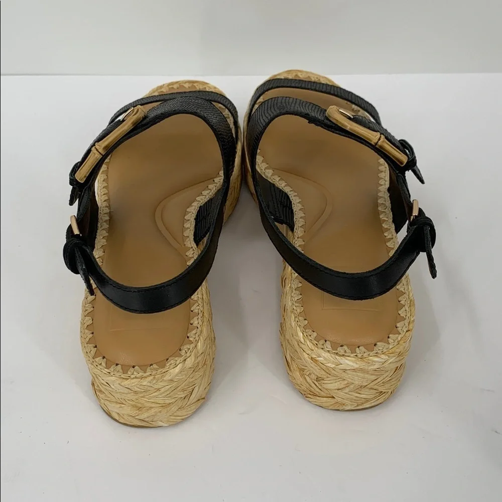 Dolce Vita Chera platform wedge espadrille sandal shoe black leather new 10